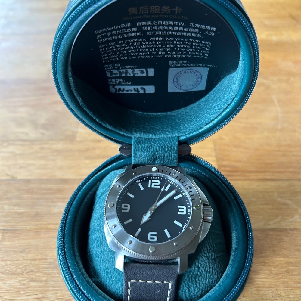 San Marten SN0049 43mm Automatic Stainless Steel Watch with Black Dial